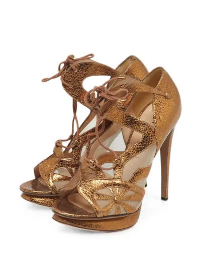 Pre-owned Nicholas Kirkwood Leather Platform Sandals In Gold