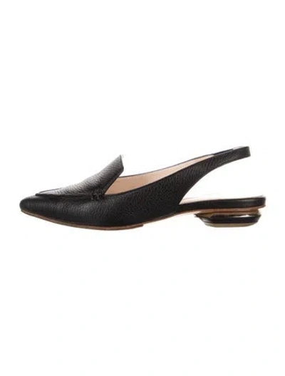 Pre-owned Nicholas Kirkwood Leather Slingback Flats In Black