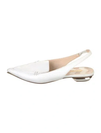 Pre-owned Nicholas Kirkwood Leather Slingback Flats In White