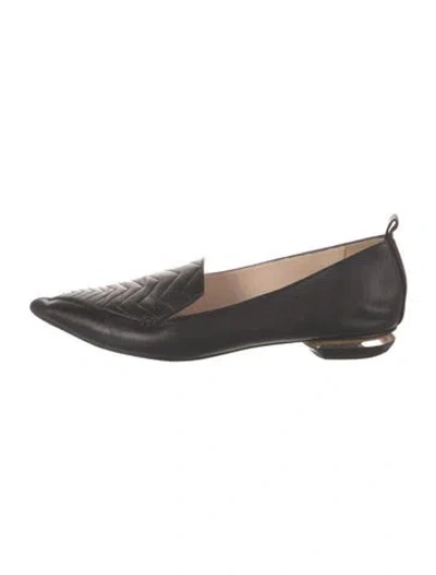Pre-owned Nicholas Kirkwood Leather Tweed Pattern Loafers In Black