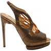 Nicholas Kirkwood Lizard Specchio High Heel Sandals In Metallic Bronze Leather In Brown