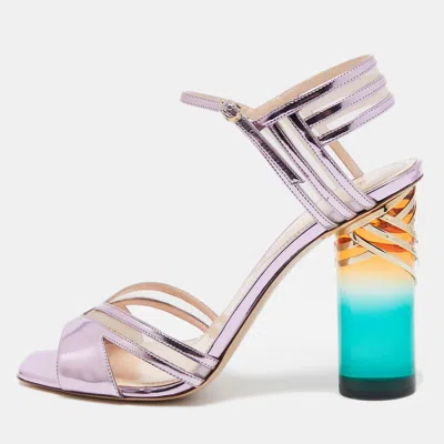 Nicholas Kirkwood Metallic Purple Leather And Mesh Zaha Ankle Strap Sandals