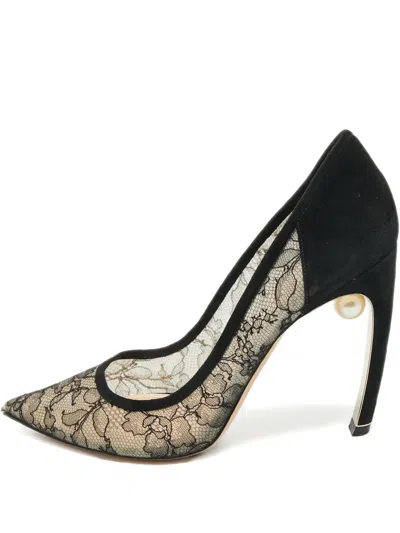 Pre-owned Nicholas Kirkwood Mira Lace Suede Pumps In Black