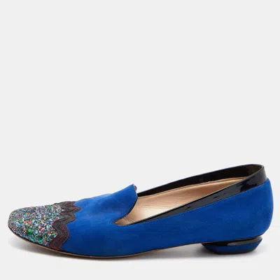 Nicholas Kirkwood Multicolor Suede And Glitter Smoking Slippers