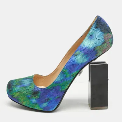 Nicholas Kirkwood Multicolor Textile Block Heel Pumps In Green