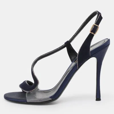 Nicholas Kirkwood Navy Blue Suede Slingback Sandals