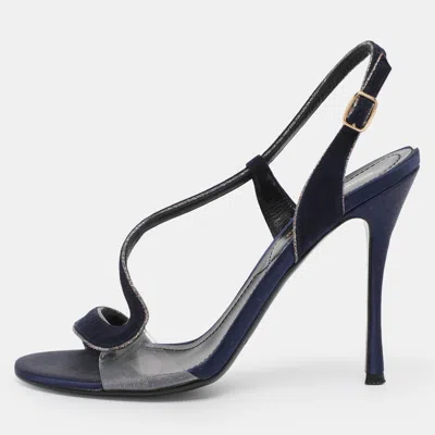 Pre-owned Nicholas Kirkwood Navy Blue Suede Slingback Sandals Size 36