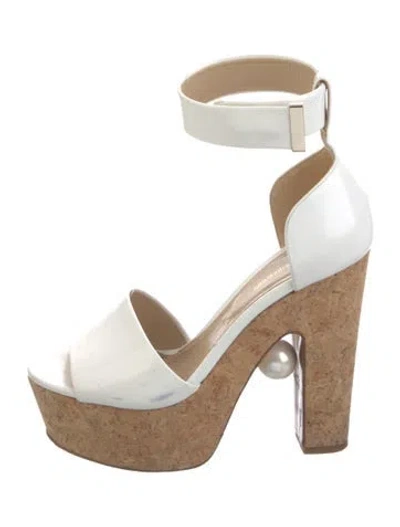 Pre-owned Nicholas Kirkwood Patent Leather Beaded Accents Sandals In Metallic/neutrals