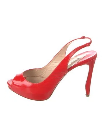Pre-owned Nicholas Kirkwood Patent Leather Slingback Pumps In Red
