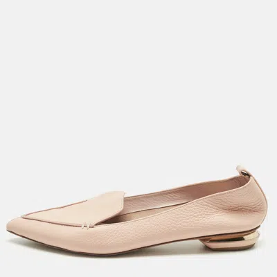 Pre-owned Nicholas Kirkwood Peach Leather Beya Pointed Toe Loafers Size 40.5 In Orange