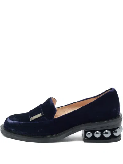Pre-owned Nicholas Kirkwood Pearl-embellished Loafers In Blue