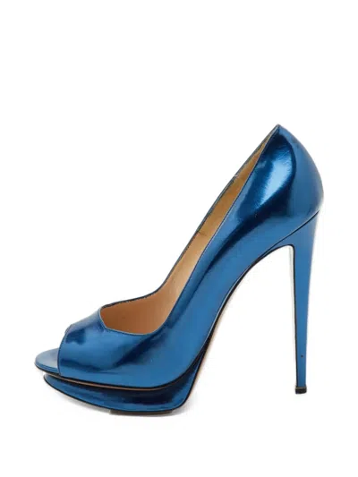 Pre-owned Nicholas Kirkwood Platform Peep-toe Pumps In Blue