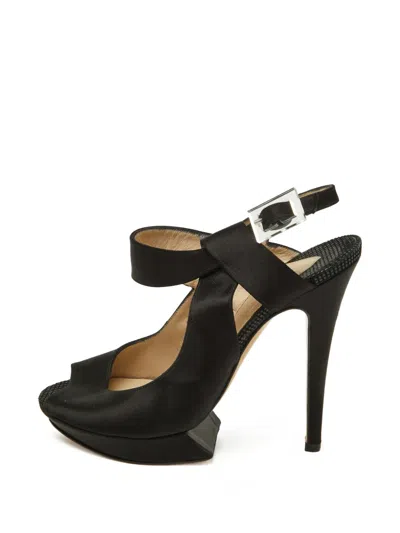 Pre-owned Nicholas Kirkwood Platform Peep-toe Sandals In Black