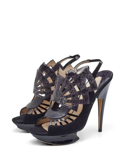 Pre-owned Nicholas Kirkwood Platform Slingback Sandals In Black