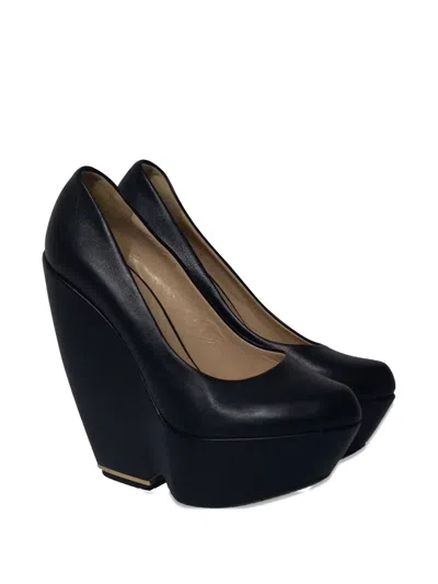 Pre-owned Nicholas Kirkwood Platform Wedge Pumps In Black