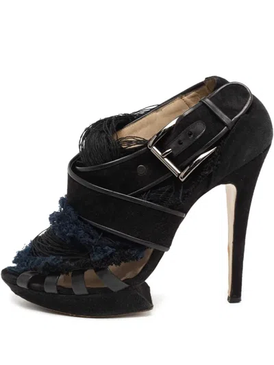 Pre-owned Nicholas Kirkwood  130mm Frayed Suede Sandals