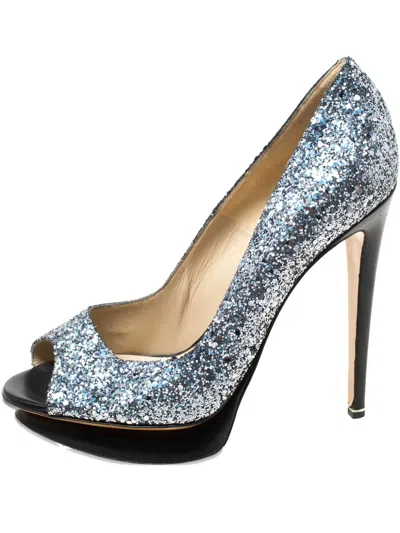 Pre-owned Nicholas Kirkwood  130mm Glittered Peep-toe Pumps