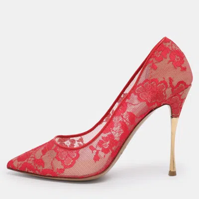 Pre-owned Nicholas Kirkwood Red Lace Pumps Size 38