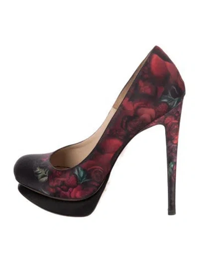 Pre-owned Nicholas Kirkwood Satin Floral Print Pumps In Red