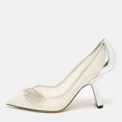Nicholas Kirkwood Silver Leather And Mesh Monstera Pumps In Transparent