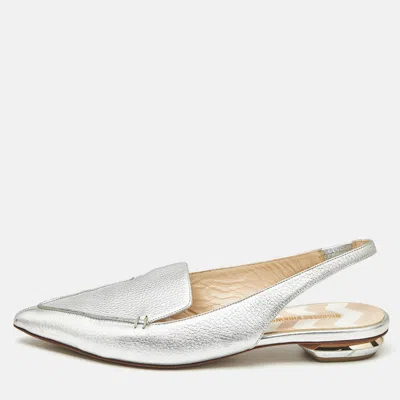 Nicholas Kirkwood Silver Leather Beya Slingback Mules