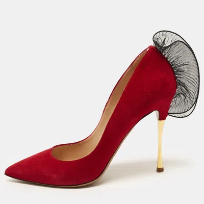 Pre-owned Nicholas Kirkwood Size 38 Red Suede Pointed Toe Pumps