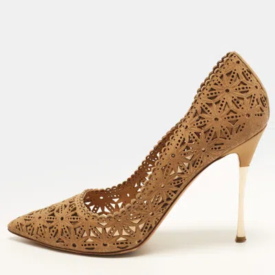 Pre-owned Nicholas Kirkwood Size 39.5 Brown Leather Pointed Toe Pumps