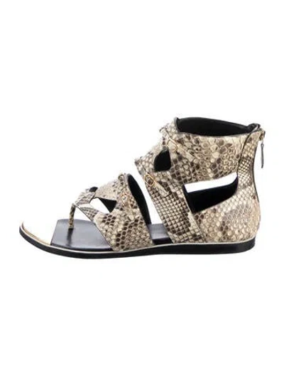 Pre-owned Nicholas Kirkwood Snakeskin Animal Print Gladiator Sandals In Neutrals