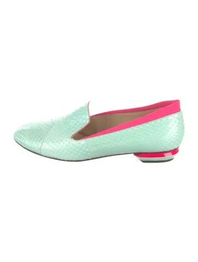 Pre-owned Nicholas Kirkwood Snakeskin Animal Print Loafers In Green