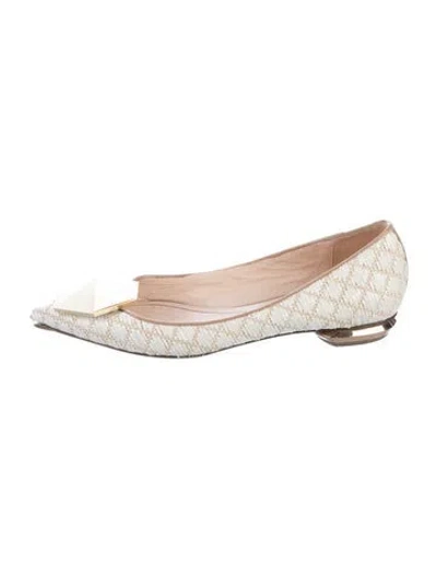 Pre-owned Nicholas Kirkwood Straw Printed Ballet Flats In Multi
