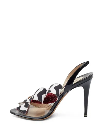 Pre-owned Nicholas Kirkwood Striped Ruffled Sandals In Black