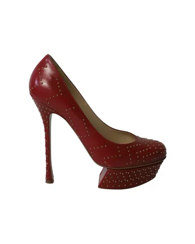 Nicholas Kirkwood Studded Platform High Heel Pumps In Red Leather