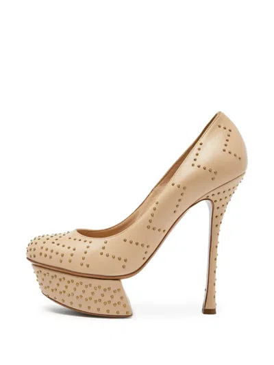 Pre-owned Nicholas Kirkwood Studded Platform Pumps In Neutral