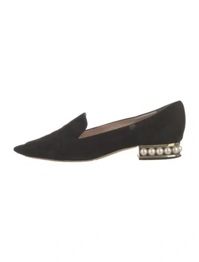 Pre-owned Nicholas Kirkwood Suede Beaded Accents Loafers In Black