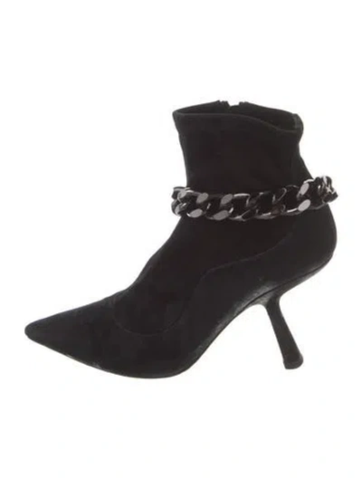 Pre-owned Nicholas Kirkwood Suede Chain-link Accents Mules In Black