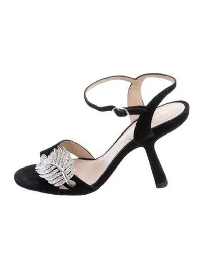 Pre-owned Nicholas Kirkwood Suede Crystal Embellishments Sandals In Black