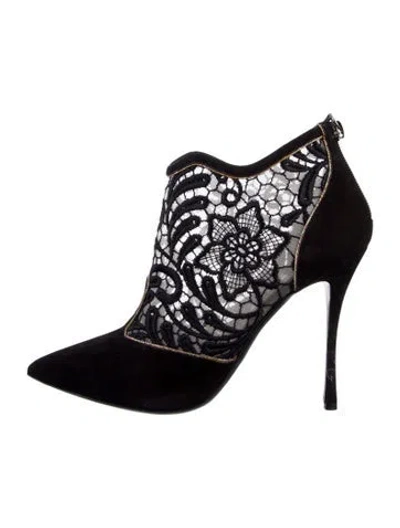 Pre-owned Nicholas Kirkwood Suede Lace Pattern Boots In Black