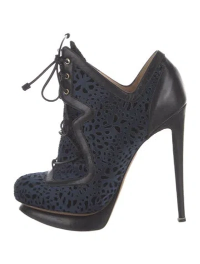 Pre-owned Nicholas Kirkwood Suede Lace Pattern Lace-up Boots In Blue