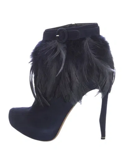 Pre-owned Nicholas Kirkwood Suede Printed Boots In Blue