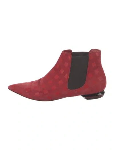 Pre-owned Nicholas Kirkwood Suede Printed Chelsea Boots In Red