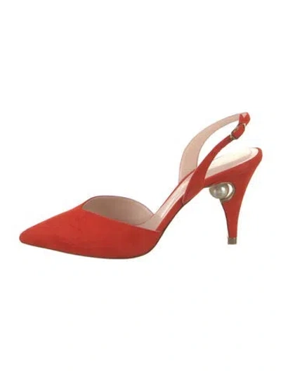 Pre-owned Nicholas Kirkwood Suede Slingback Pumps In Orange