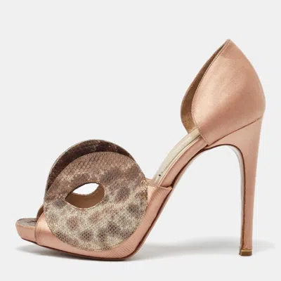 Pre-owned Nicholas Kirkwood Tricolor Textured Leather And Satin Sandals Size 35.5 In Beige