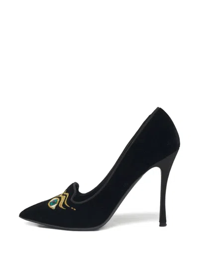 Pre-owned Nicholas Kirkwood Velvet Embroidery Pumps In Black