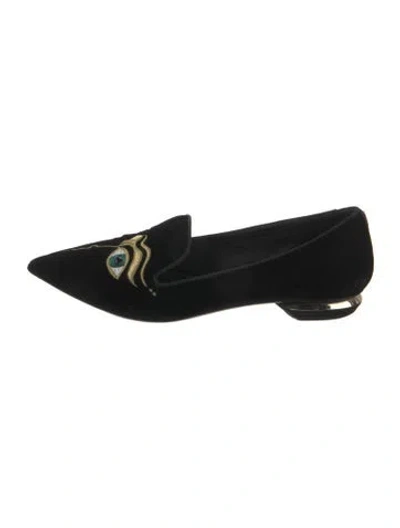 Pre-owned Nicholas Kirkwood Velvet Graphic Print Loafers In Black