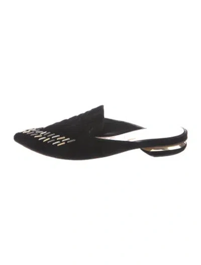 Pre-owned Nicholas Kirkwood Velvet Studded Accents Mules In Black