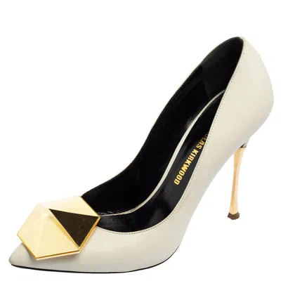 Nicholas Kirkwood White Leather Hexagon Pointed Toe Pumps In Multi