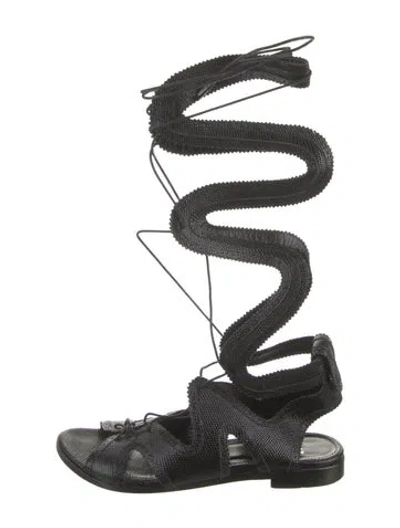 Pre-owned Nicholas Kirkwood X Erdem Leather Gladiator Sandals In Black