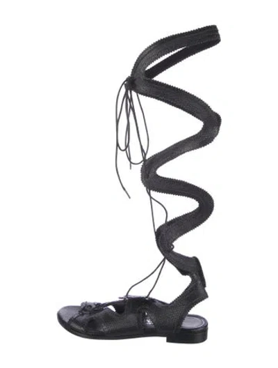 Pre-owned Nicholas Kirkwood X Erdem Leather Gladiator Sandals In Black