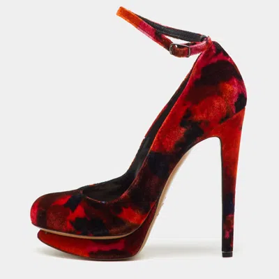 Nicholas Kirkwood X Erdem Multicolor Velvet Ankle Strap Platform Pumps