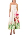 Nicholas Kyra Strapless Floral-print Midi Dress In Isla Ivory Floral
